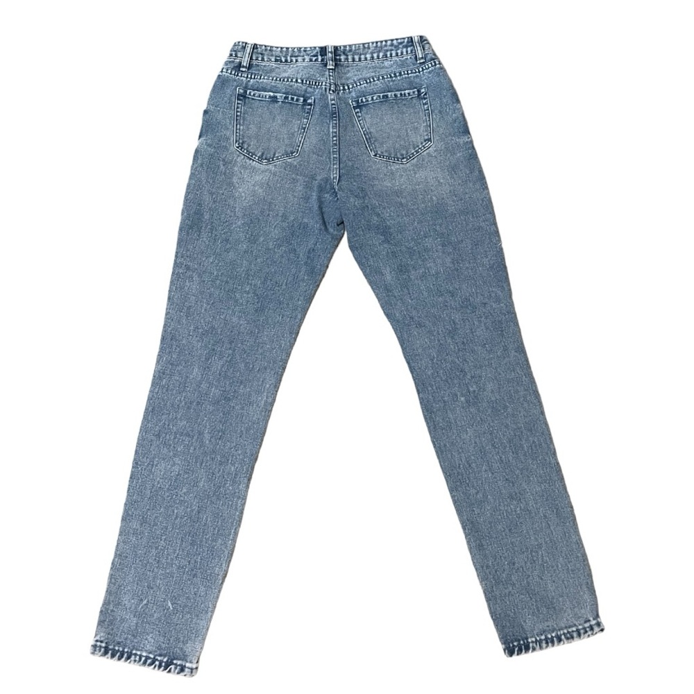 NWT FLAMINGO Distressed Straight Leg Medium Wash Jeans Unique Pocket Detailing - Picture 3 of 10